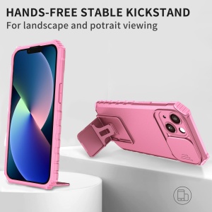Husa Defender cu Stand pentru iPhone 13 Pro Max, Roz, Suport reglabil, Antisoc, Protectie glisanta pentru camera, Flippy - Img 6