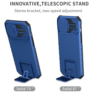 Husa Defender cu Stand pentru Samsung Galaxy A02s/ A03s, Albastru, Suport reglabil, Antisoc, Protectie glisanta pentru camera, Flippy - Img 3