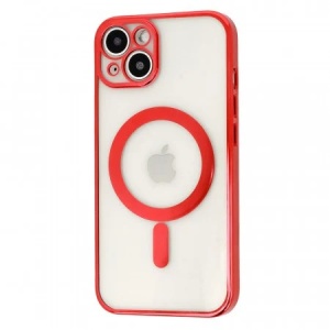 Husa MagSafe pentru Apple iPhone 12, Full Cover, Protectie camera, Margini colorate Electroplating, Magnetica, Incarcare Wireless, Flippy, Rosu - Img 3