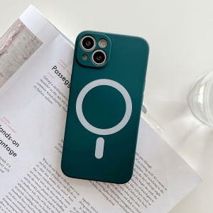 Husa MagSafe pentru Apple iPhone 13, Silicon, Protectie pentru camera, Magnetica, Incarcare Wireless, Flippy, Verde - Img 3
