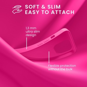 Husa pentru Apple iPhone 14 Pro Flippy, Liquid Silicone, cu Microfibra pe interior, Protectie Antisoc, Roz-Fuchsia - Img 3