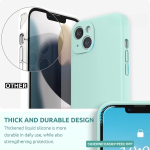 Husa pentru Apple iPhone 14 Pro Max Flippy, Liquid Silicone, cu Microfibra pe interior, Protectie Antisoc, Light Cyan - Img 3
