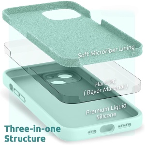 Husa pentru Apple iPhone 14 Pro Max Flippy, Liquid Silicone, cu Microfibra pe interior, Protectie Antisoc, Light Cyan - Img 5