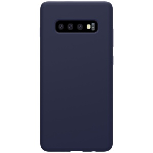 Husa protectie compatibila cu Samsung S10 Plus Liquid Silicone Case Albastru inchis - Img 1