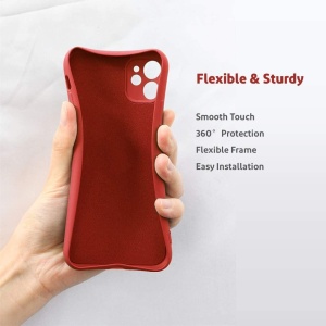 Husa protectie Flippy compatibila cu Apple iPhone 12 Liquid Silicone Ring cu suport rotativ Rosu - Img 8