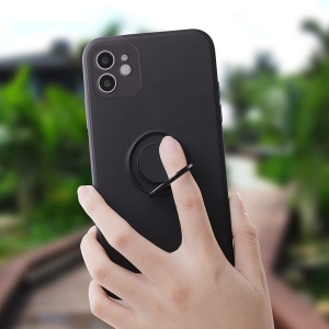 Husa protectie Flippy compatibila cu Apple iPhone 12 Mini Liquid Silicone Ring cu suport rotativ Negru - Img 5