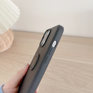 Husa protectie Flippy compatibila cu Apple iPhone 13 Mini Liquid Silicone Ring cu suport rotativ Negru - Img 4