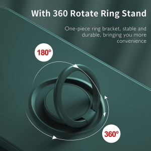 Husa protectie Flippy compatibila cu Apple iPhone 13 Pro Max Liquid Silicone Ring cu suport rotativ Verde - Img 8