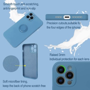 Husa protectie Flippy compatibila cu Apple iPhone XR Liquid Silicone Ring cu suport rotativ Albastru deschis - Img 4
