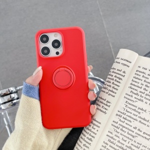 Husa protectie Flippy compatibila cu Huawei P Smart 2021 Liquid Silicone Ring cu suport rotativ Rosu - Img 3