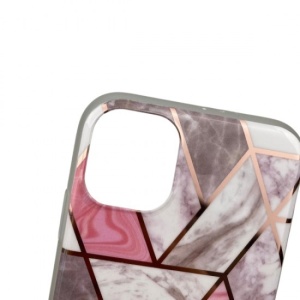 Husa protectie Flippy compatibila cu Huawei P Smart 2021 Soft IMD TPU Marble Geometric Alb - Img 4