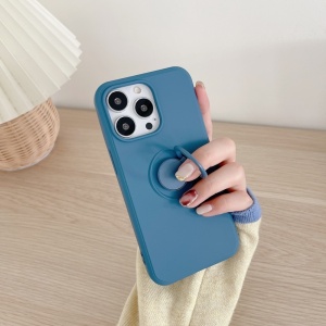 Husa protectie Flippy compatibila cu Samsung A21S Liquid Silicone Ring cu suport rotativ Albastru - Img 3