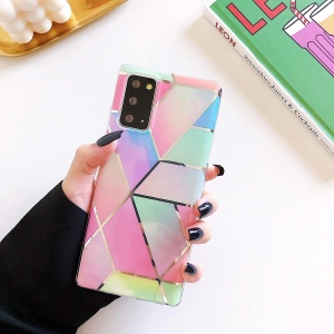 Husa protectie Flippy compatibila cu Samsung Galaxy S21 Ultra Soft IMD TPU Marble Geometric Roz - Img 3