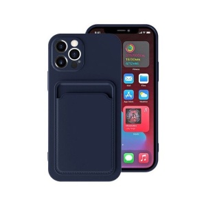 Husa protectie Flippy cu suport card compatibila cu Apple iPhone 12 Pro Albastru inchis - Img 1