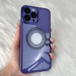 Husa protectie MagSafe TPU, Flippy, pentru iPhone 13 Pro, cu decupaj logo, cu Folie Sticla Camera, Mov - Img 3