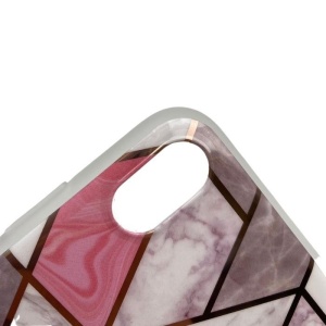 Husa protectie pentru Apple iPhone XR Soft IMD TPU Marble Geometric Alb - Img 2