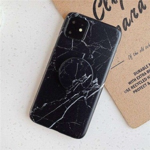 Husa protectie pentru Apple iPhone XR Soft IMD TPU Marble Negru cu Suport inclus - Img 3