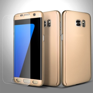 Husa Samsung Galaxy S7 Edge Full Cover 360 Auriu + Folie de protectie - Img 4