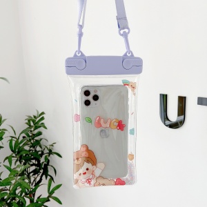 Husa subacvatica Fruity Waterproof Flippy, Snowproof, Universala, Impermeabila, cu Snur, pentru telefon sau documente, Lucky Girl, Mov - Img 4