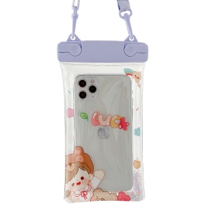 Husa subacvatica Fruity Waterproof Flippy, Snowproof, Universala, Impermeabila, cu Snur, pentru telefon sau documente, Lucky Girl, Mov - Img 1
