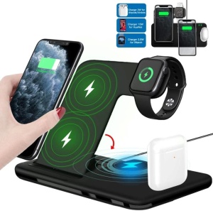 Incarcator Wireless FastCharge Flippy 4 In 1, design pliabil, 15W, Compatibil Apple Watch, Airpods, iPhone, Android, Samsung, Huawei, Xiaomi, Oppo, Negru - Img 5