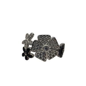 Inel, Jolie Silver, Argint 925 Trifoi cu Email Negru M 52 - Img 1