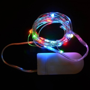 Instalatie Craciun, 2 metri, 20 LED-uri, Multicolor, cu baterii, fir cupru, liniar, interior/exterior, Flippy - Img 2
