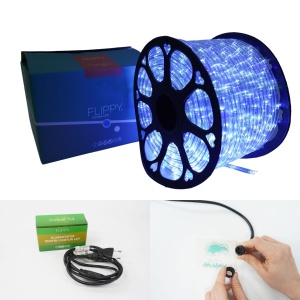 Instalatie Craciun, 42 m, 1008 Led-uri, Furtun Luminos, Alb rece/ Albastru, Transformator, Sectionabila, 220 V, Flippy - Img 11