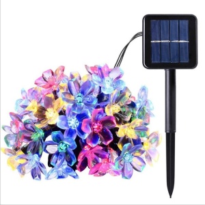 Instalatie Craciun, 5 metri, 20 Becuri LED tip Flori de cires, pentru exterior cu incarcare solara, Multicolor, Flippy - Img 1