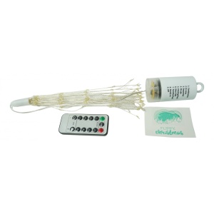 Instalatie Craciun, Flippy, 200 LED-uri, Telecomanda 8 functii, Incarcare Solara, Explozie Fireworks, Fir Cupru, interior/exterior, Alb Cald - Img 1
