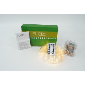 Instalatie Craciun Furtun Luminos Flippy, 10 m, 100 LED-uri, Alb Cald, Baterii - Img 5