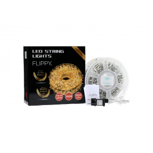 Instalatie Craciun liniara cu transformator, 100m, alb cald, 1000 LED-uri, fir transparent, 8 jocuri de lumini, Flippy - Img 4