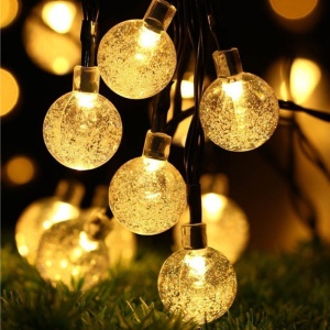Instalatie Craciun, Tip Globuri de cristal, 100 Led-uri, 12 metri, Alb cald, Energie solara, Senzor de lumina, Flippy - Img 2
