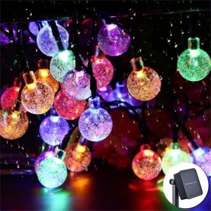 Instalatie Craciun, Tip Globuri de cristal, 100 Led-uri, 12 metri, Multicolor, Energie solara, Senzor de lumina, Flippy - Img 7