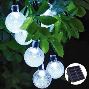 Instalatie Craciun, Tip Globuri de cristal, 20 Led-uri, 5 metri, Alb rece, Energie solara, Senzor de lumina, Flippy - Img 8