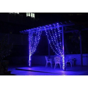 Instalatie Craciun, Tip Perdea, IP44, 13 m x 1 m, 780 LED-uri, Albastru, cu flash, Transformator cu telecomanda, Interconectabila, Prelungitor 3 m inclus, Fir transparent, Interior/ Exterior, Flippy - Img 5