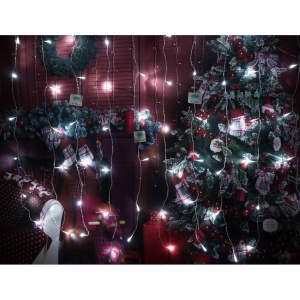 Instalatie Craciun, Tip Perdea, IP44, 2 m x 1 m, 120 LED-uri, Alb rece, 8 jocuri de lumini, Transformator, Interconectabila, Prelungitor 5 m inclus, Fir transparent, Interior/ Exterior, Flippy - Img 10