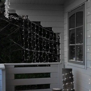 Instalatie Craciun, Tip Perdea, IP44, 2 m x 1 m, 120 LED-uri, Alb rece, cu flash, Transformator cu telecomanda, Interconectabila, Prelungitor 5 m inclus, Fir transparent, Interior/ Exterior, Flippy - Img 2