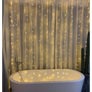 Instalatie Craciun, Tip Perdea, IP44, 4 m x 2 m, 480 LED-uri, Alb cald, 8 jocuri de lumini, Transformator cu telecomanda, Interconectabila, Prelungitor 3 m inclus, Fir transparent, Interior/ Exterior, Flippy - Img 4