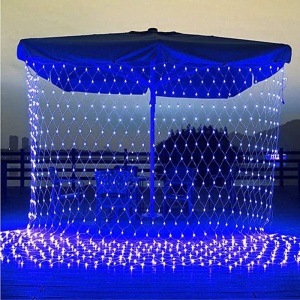 Instalatie Craciun, Tip Plasa, 12 m x 1.5 m, 960 LED-uri, Albastru, 8 jocuri de lumini, Transformator cu telecomanda, Interconectabila, Prelungitor 3 m inclus, Fir transparent, Flippy - Img 2