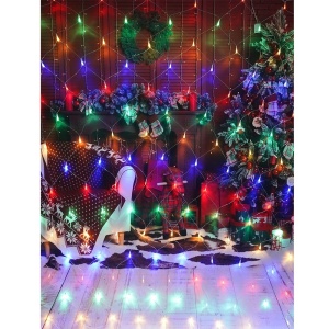 Instalatie Craciun, Tip Plasa, 3 m x 1.5 m, 240 LED-uri, Multicolor, 8 jocuri de lumini, Transformator, Interconectabila, Prelungitor 5 m inclus, Fir transparent, Flippy - Img 2