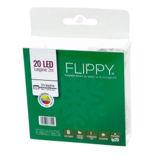 Instalatie de Craciun cu Baterii Tip Liniar, 2 jocuri de lumini, Fir Transparent 2 m 20 LED -uri, Multicolor - Img 4