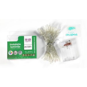 Instalatie de Craciun cu Baterii Tip Liniar, 2 jocuri de lumini, Fir Transparent 5 m 50 LED -uri, Multicolor - Img 7