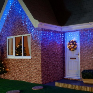Instalatie de Craciun, Flippy®, Tip Franjuri, 7 m, 200 LED-uri, Interconectabila, Albastru - Img 2