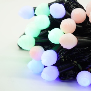 Instalatie de Craciun Liniara RGRB Yoto, 10 m, din care 1 m Prelungitor 220V, 40 LED, Bilute Mate, Interconectabila, Utilizare Interior/Exterior, Fir Negru, multicolor - Img 7
