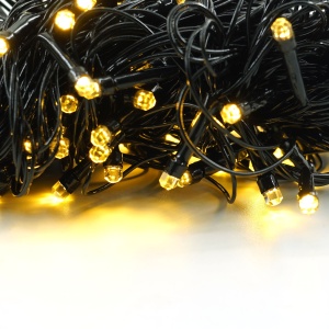 Instalatie de Craciun liniara Yoto, 10 m, din care 1 m cablu priza 220V, 100 LED, 8 jocuri de lumini, beculet in 6 colturi, pentru interior, controler, fir negru, alb cald - Img 8