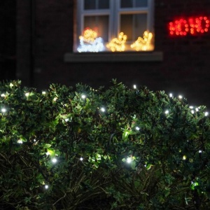 Instalatie de Craciun Liniara Yoto, 22 m, din care 1 m Prelungitor 220V, 300 LED, 8 jocuri de lumini, Controler, Utilizare Interior/Exterior, Fir Negru, Alb Rece - Img 7