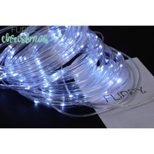 Instalatie luminoasa de Craciun tip furtun luminos, 300 LED-uri, 32 metri lungime, 8 programe, 2 metri prelungitor, sarma din cupru, incarcare solara, alb rece, Flippy - Img 5