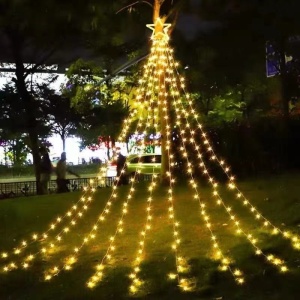 Instalatie luminoasa tip perdea pentru pomul de Craciun, cu stea luminoasa, 350 LED-uri, incarcare solara, interior/exterior, lumina calda, Tree Dazzler - Img 4
