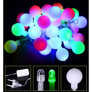 Instalatie sfere brad Craciun Flippy, 4 metri, 30 LEd-uri, alimentare la retea, fir transparent, multicolora - Img 4